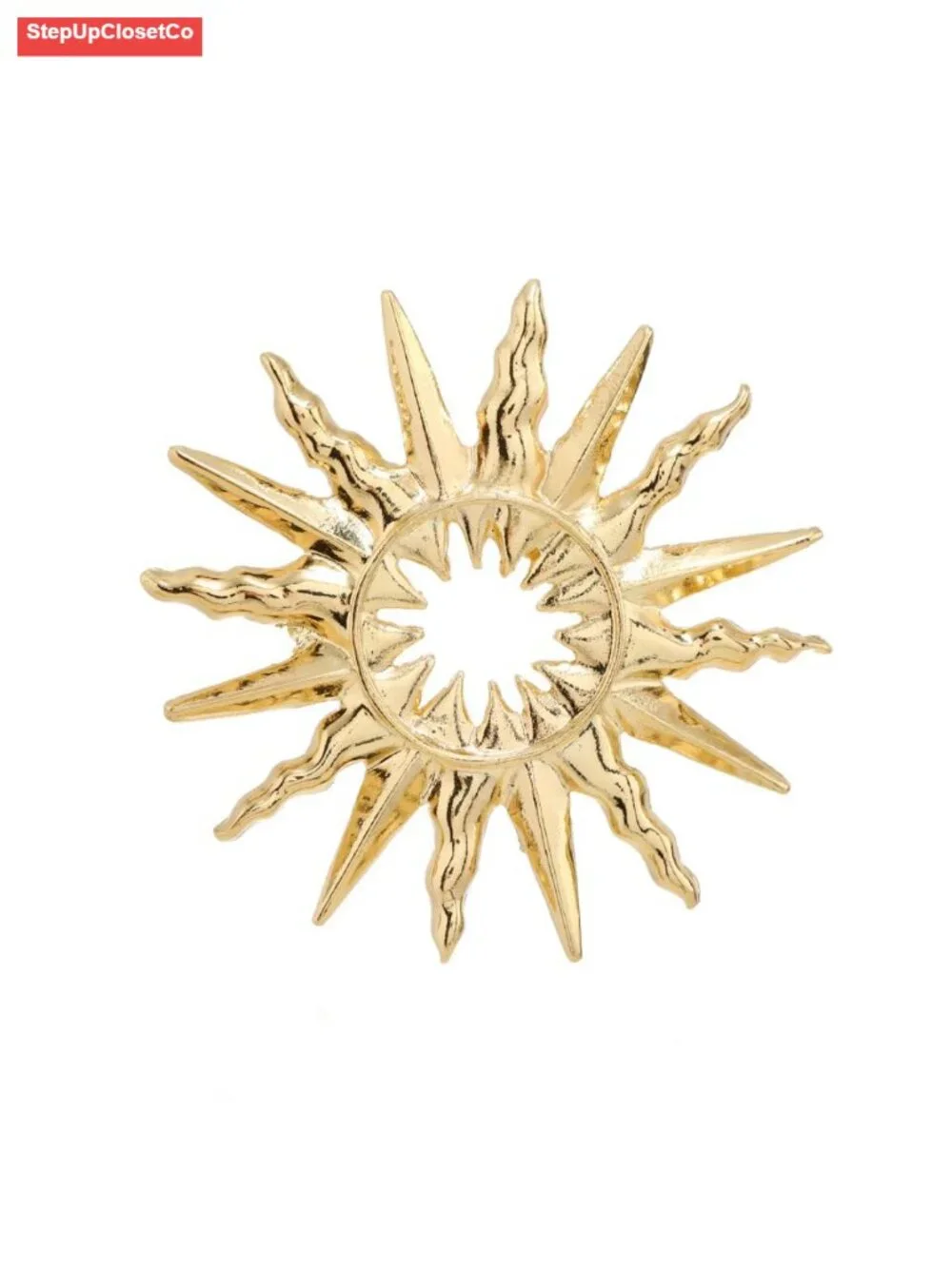 Vintage Gold Flower Sun Brooch Pin Women Celestial Statement Jewelry Halloween
